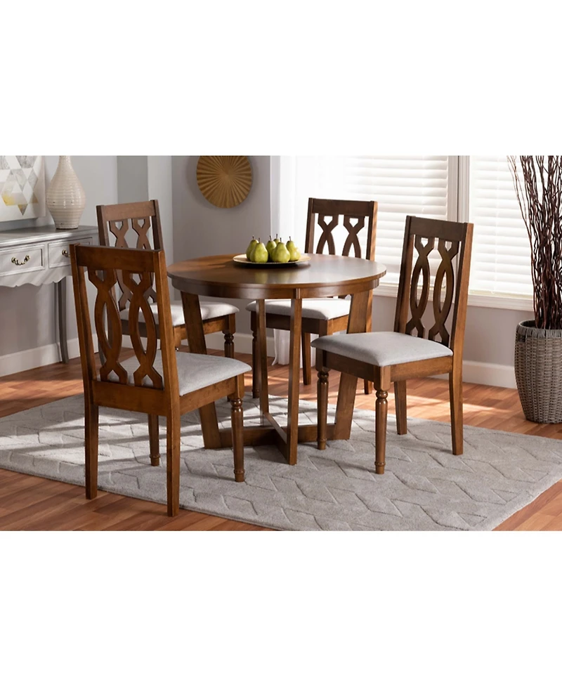Julie Modern and Contemporary Fabric Upholstered 5 Piece Dining Set