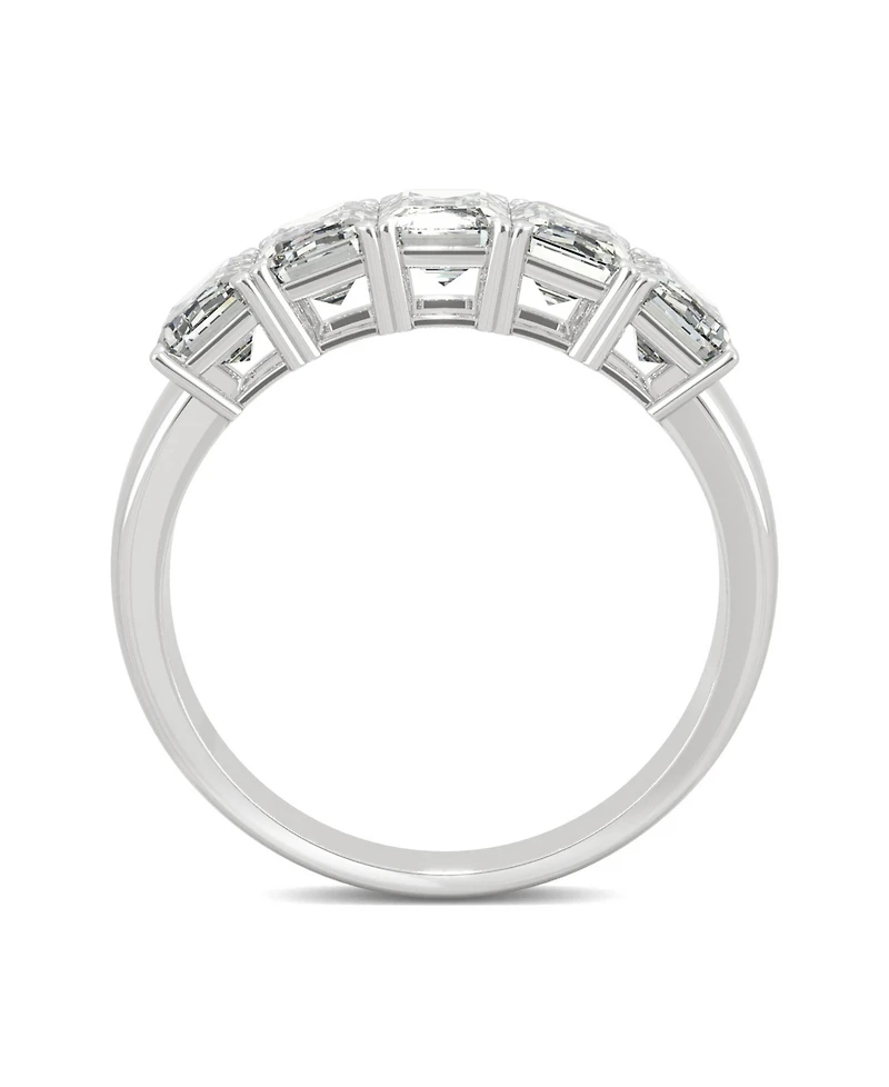 Moissanite Emerald Five Stone Band 2-9/10 ct. t.w. Diamond Equivalent 14k White Gold