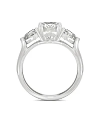 Moissanite Three Stone Engagement Ring 3 ct. t.w. Diamond Equivalent 14k White Gold