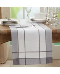 Saro Lifestyle Long Table Runner with Banded Border Design, 108" x 16"