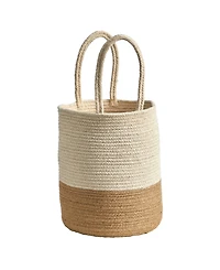 12" Handmade Natural Cotton Woven Basket Planter