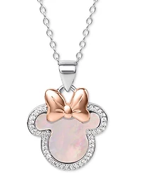 Disney Mother-of-Pearl & Cubic Zirconia Minnie Mouse 18" Pendant Necklace in Sterling Silver & 18k Rose Gold-Plate