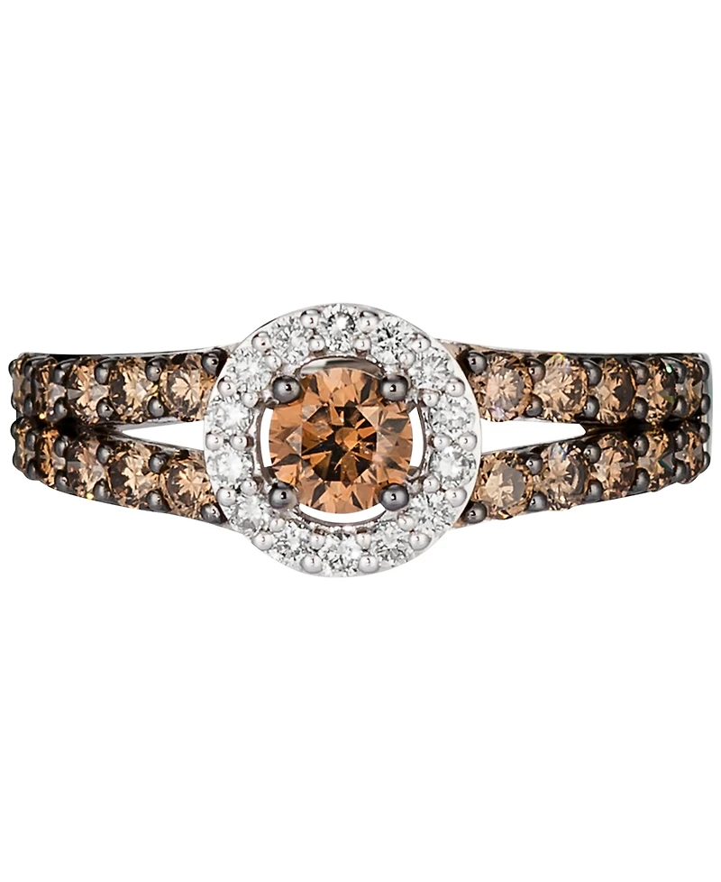 Le Vian Chocolate Diamond (1 ct. t.w.) & Nude (1/8 Halo Ring 14k White, Yellow or Rose Gold