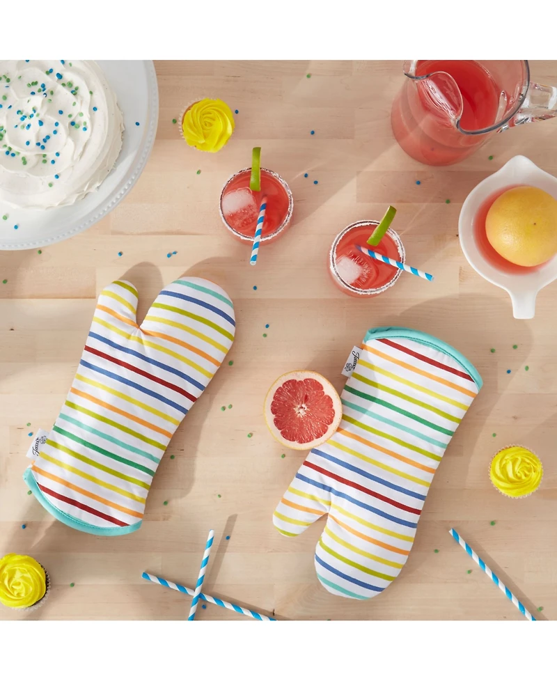 Fiesta Tropical Stripe Oven Mitts, Set of 2