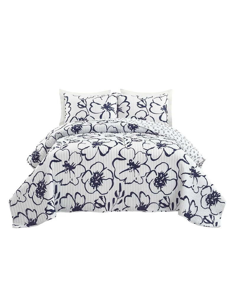 Lush Decor Scandinavian Floral 3 Piece Quilt Set, King
