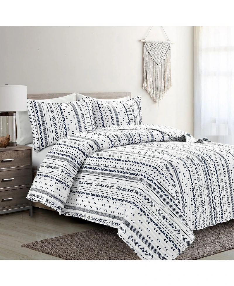 Lush Decor Hygge Stripe 3 Piece Quilt Set, Full/Queen