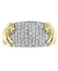 Effy Men's White Sapphire Lion Ring (1-3/8 ct. t.w.) in Sterling Silver & 14k Gold-Plate