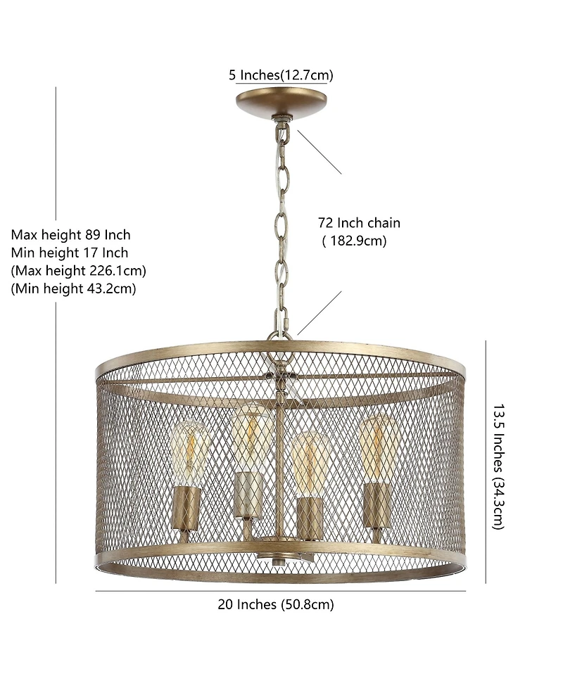 Pen 4-Light Adjustable Industrial Mesh Led Chandelier
