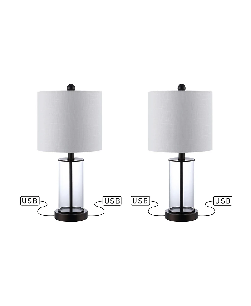 Abner Glass Modern Contemporary Usb Charging Led Table Lamp