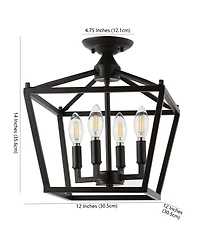 Plains Mini Lantern 4-Light Iron Modern Farmhouse Led Flush Mount