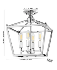 Plains Mini Lantern 4-Light Iron Modern Farmhouse Led Flush Mount