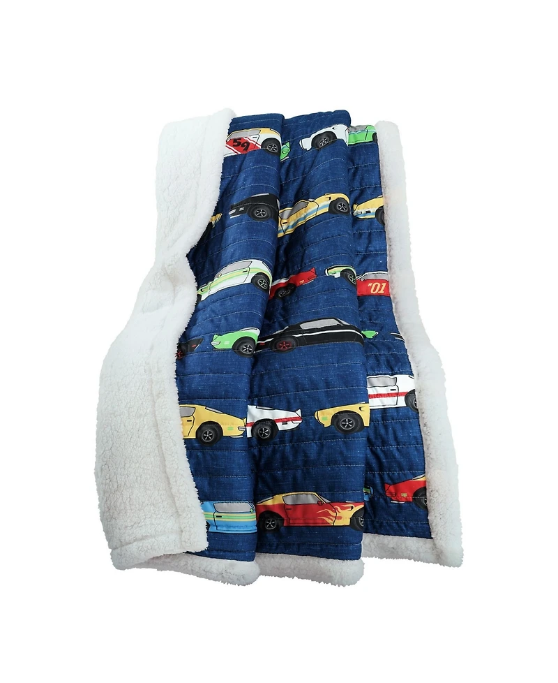 Lush Decor Kids Race Cars Sherpa Throw, 60" x 50"