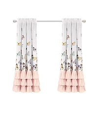 Lush Decor Kids Flutter Butterfly Ruffled Curtain Set, 52" x 63"