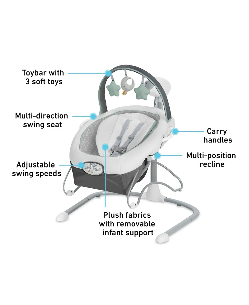 Graco Soothe 'n Sway Lx Baby Swing with Portable Bouncer