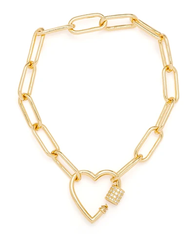 Cubic Zirconia Link Heart Bracelet Yellow Gold or Rose Plate