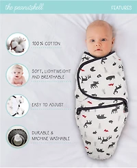 The Peanutshell Newborn Swaddles for Baby Girls, 3 Pack Set, Pink Floral Stars
