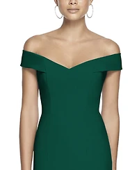 Womens Off-the-Shoulder Criss Cross Back Trumpet Gown