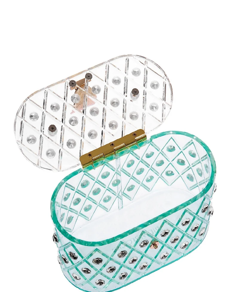 Milanblocks 1950 Retro Style "Spearmint Ice" Crystal Lucite Box Clutch Bag