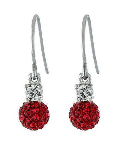 6mm Pave Crystal Ball Drop Wire Earrings in Sterling Silver