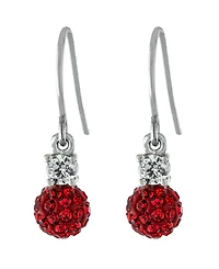 6mm Pave Crystal Ball Drop Wire Earrings in Sterling Silver