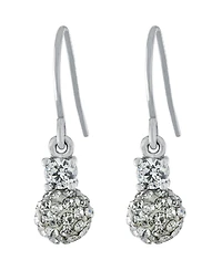 6mm Pave Crystal Ball Drop Wire Earrings in Sterling Silver
