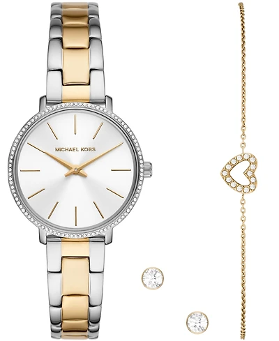 Michael Kors Women's Pyper Two-Tone Stainless Bracelet Watch 32mm Gift Set