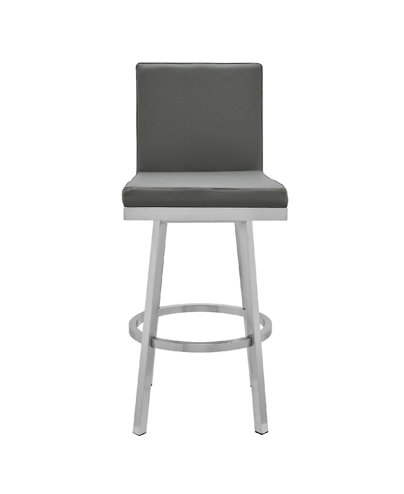 Rochester Swivel Modern Metal and Faux Leather Bar and Counter Stool