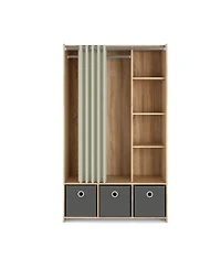 Lola 3 Bin Wardrobe with Curtain