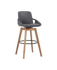Baylor Swivel Wood Bar or Counter Stool Faux Leather