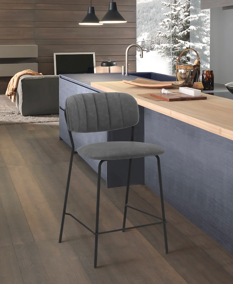 Carlo Faux Leather and Metal Counter Height Bar Stool