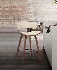 Jagger Modern Wood and Faux Leather Counter Height Bar Stool