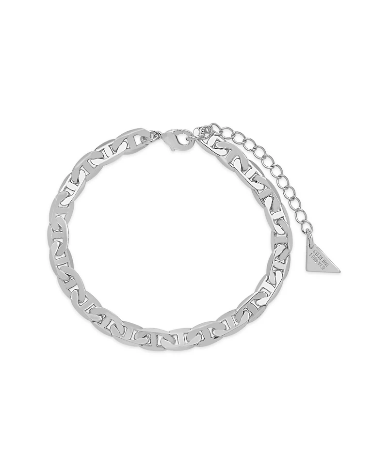 Women's Anchor Chain Silver Plated Bracelet Set