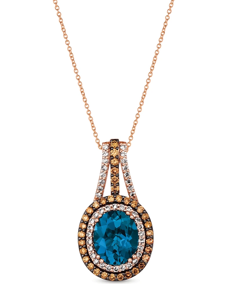Le Vian Deep Sea Blue Topaz (4 ct. t.w.) & Diamond (7/8 ct. t.w.) 18" Pendant Necklace in 14k Rose Gold