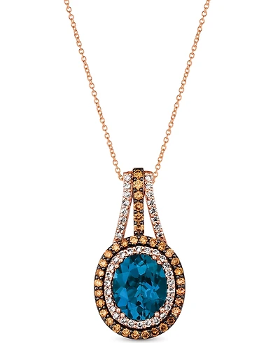 Le Vian Deep Sea Blue Topaz (4 ct. t.w.) & Diamond (7/8 ct. t.w.) 18" Pendant Necklace in 14k Rose Gold