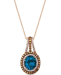 Le Vian Deep Sea Blue Topaz (4 ct. t.w.) & Diamond (7/8 ct. t.w.) 18" Pendant Necklace in 14k Rose Gold