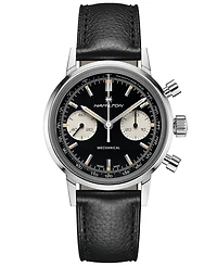 Hamilton Men's Swiss Intra-Matic Chronograph H Black Leather Strap Watch 40mm