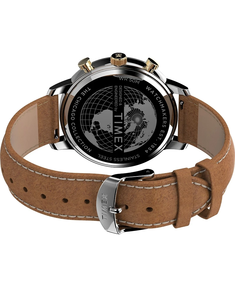 Timex Men's Chicago Tan Leather Strap Watch 45mm