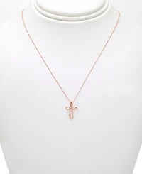 Diamond Open Cross Pendant Necklace (1/20 ct. t.w.) 14K Yellow, White or Rose Gold