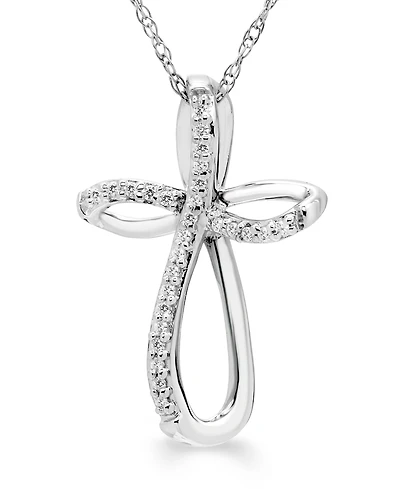 Diamond Open Cross Pendant Necklace (1/20 ct. t.w.) 14K Yellow, White or Rose Gold