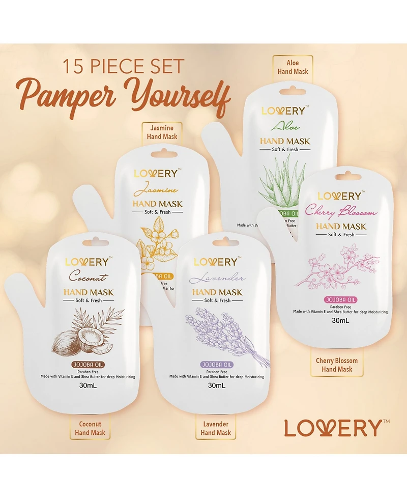 Moisturizing Hand Cream and Hand Mask Gift Set, 15 Piece