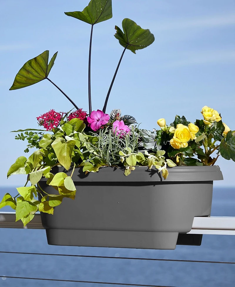 Bloem Classic Oval Deck Rail Planter, Charcoal -24 inches