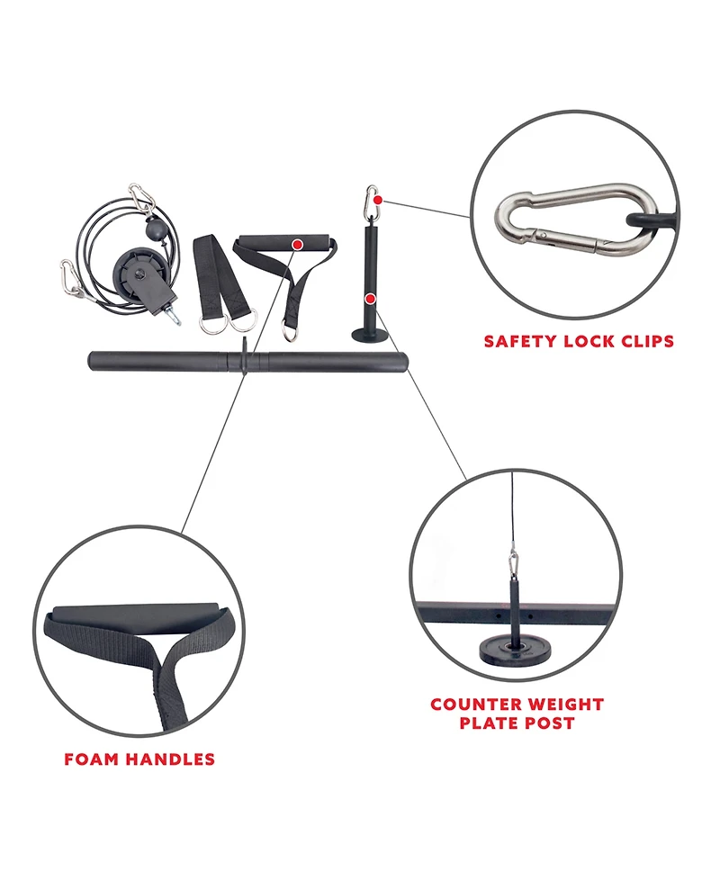 Sunny Health & Fitness Lat Pull Down Attachment for Power Rack Cages, Up to 360LBs Support