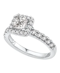 Gia Certified Diamond Princess Halo Bridal Set (1 1/2 ct. t.w.) in 14K White Gold