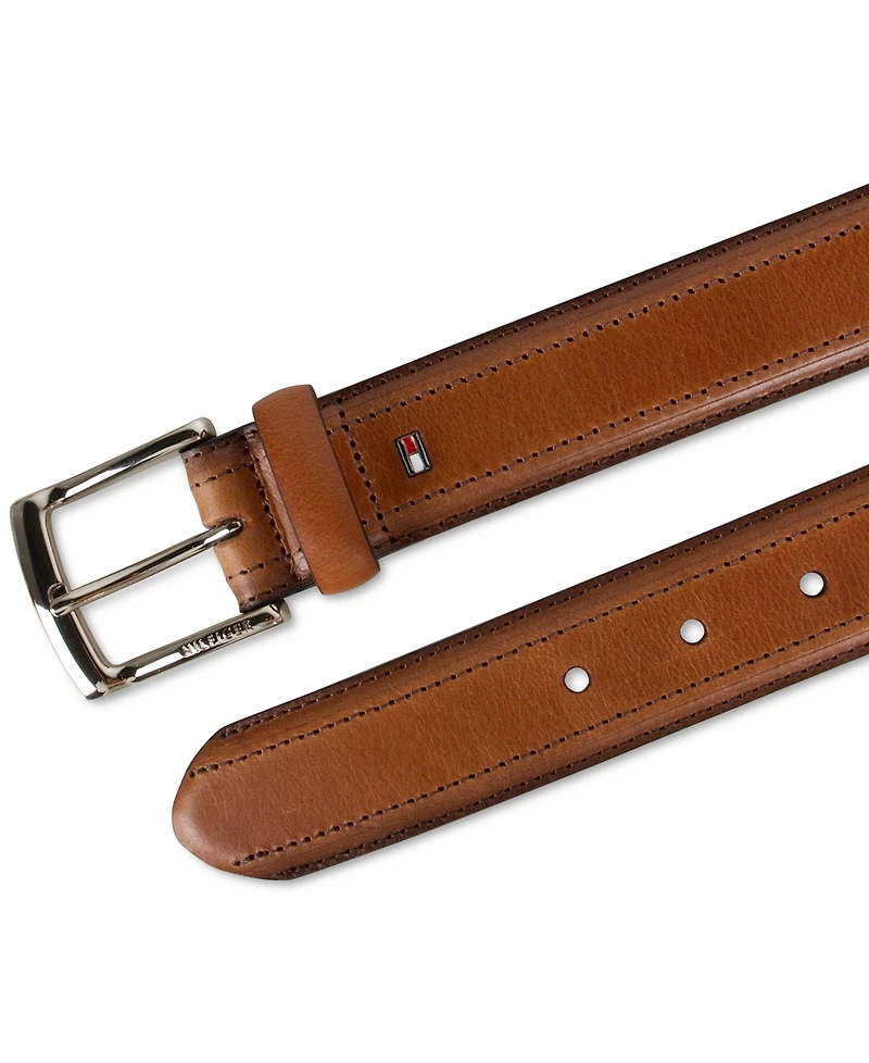 Tommy Hilfiger Men's Stitched Classic Dress Leather Belt