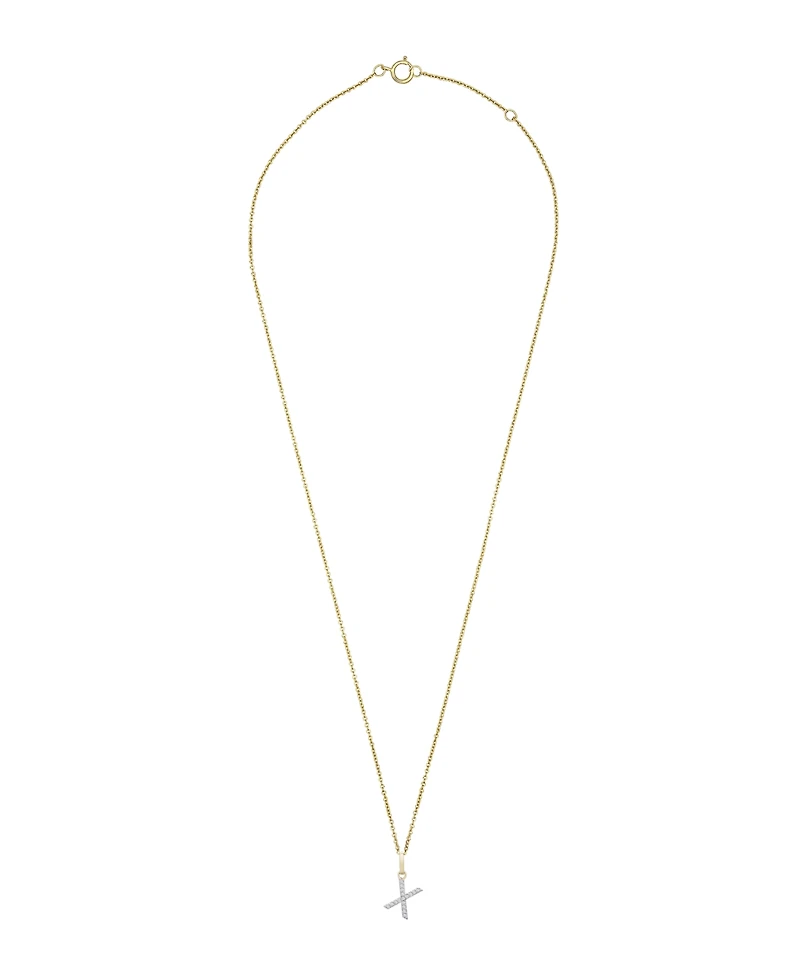 Diamond Initial Pendant Necklace (1/10 ct. t.w.) in 14k Gold, 17" + 1" Extender
