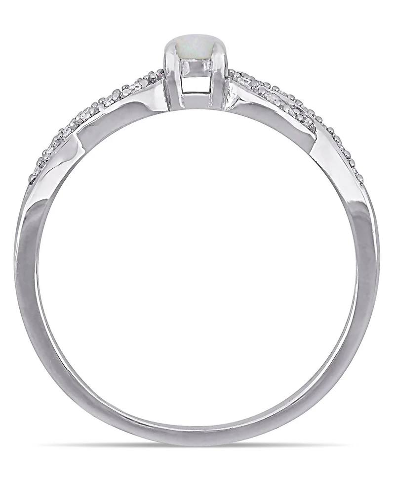 Opal (1/10 ct. t.w.) and Diamond Sterling Silver, Infinity Ring