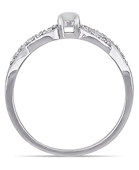 Opal (1/10 ct. t.w.) and Diamond Sterling Silver, Infinity Ring