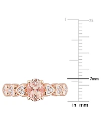 Morganite (3/4 ct. t.w.) and White Topaz (1/6 Rose Gold Plated Silver, Oval Heart Ring