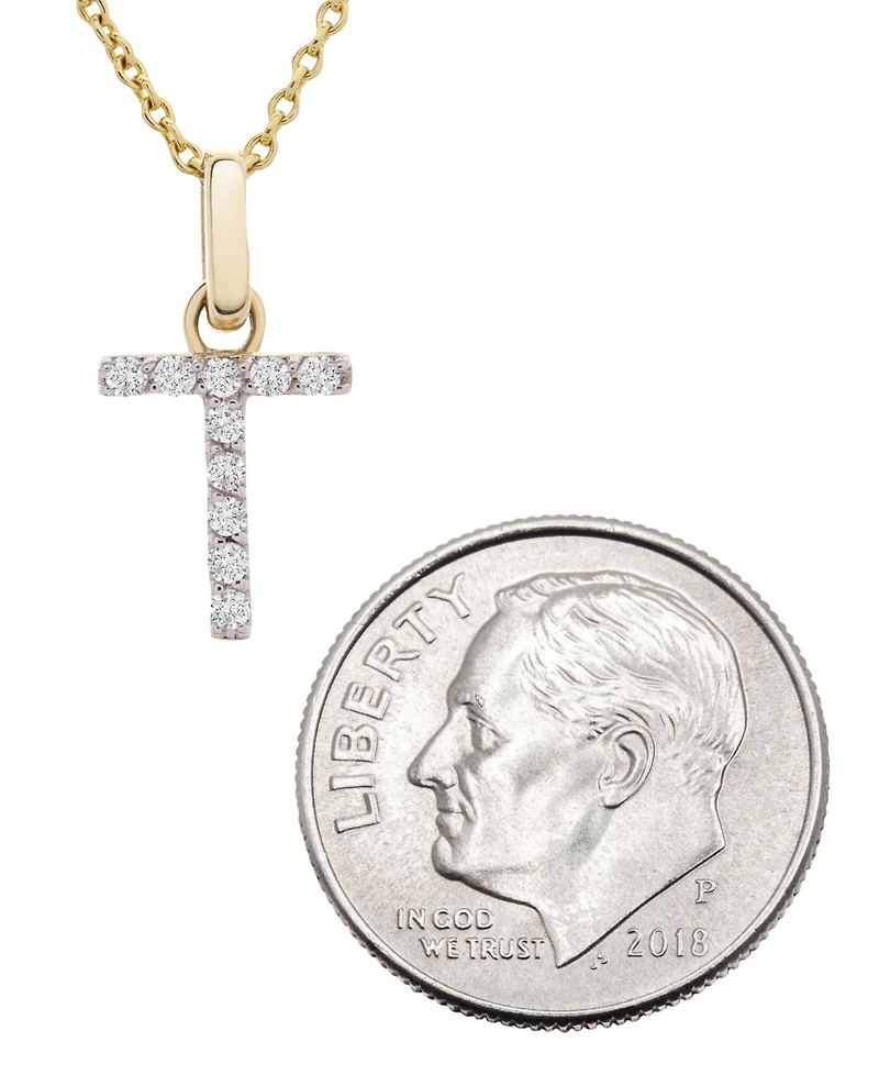 Diamond Initial Pendant Necklace (1/10 ct. t.w.) in 14k Gold, 17" + 1" Extender
