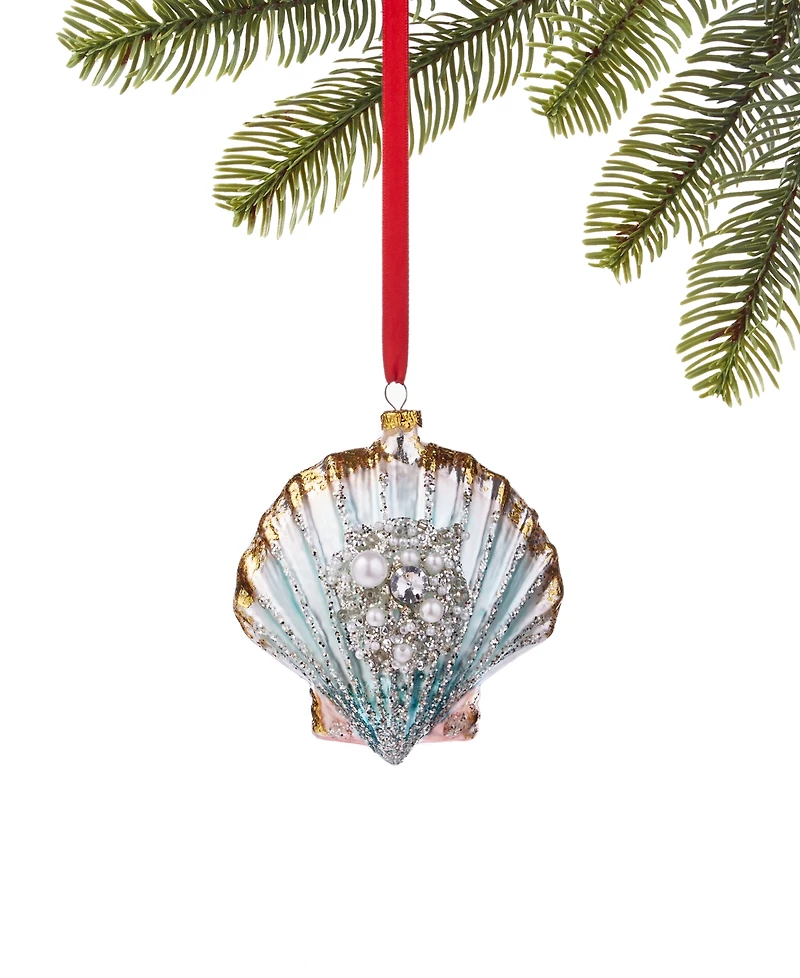 Holiday Lane Seaside Glass Seashell Ornament, Exclusively at Macy's